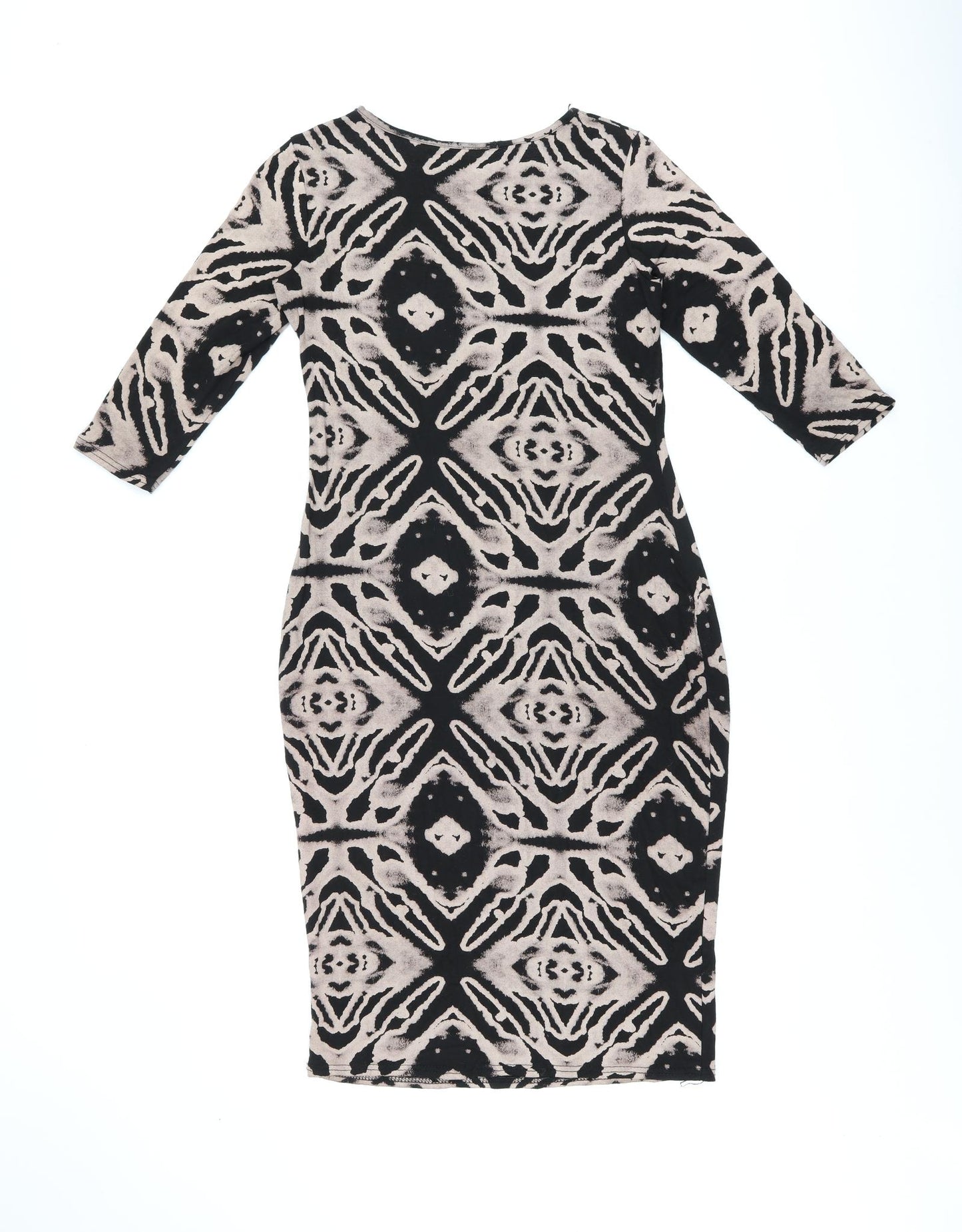 Izabel London Womens Black Tie Dye Viscose Bodycon Size 12 Round Neck Pullover