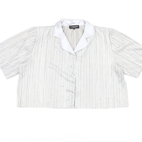 Loungeable Womens Silver Polyester Basic Button-Up Size 12 Collared