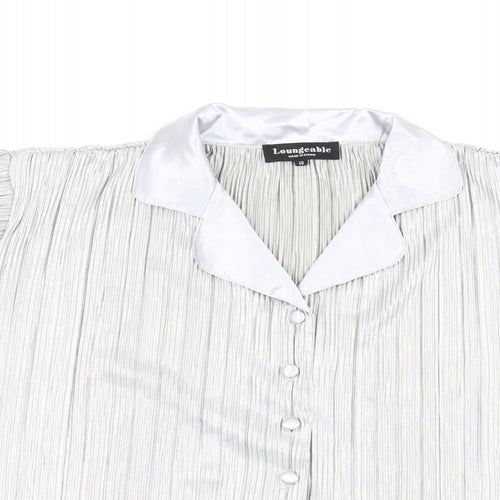 Loungeable Womens Silver Polyester Basic Button-Up Size 12 Collared