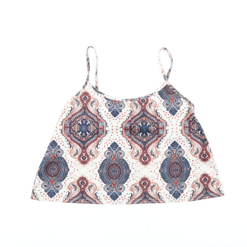 Boohoo Womens Multicoloured Geometric Polyester Camisole T-Shirt Size 14 Scoop Neck