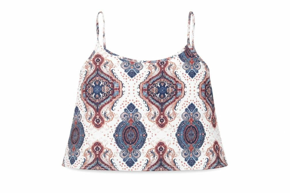 Boohoo Womens Multicoloured Geometric Polyester Camisole T-Shirt Size 14 Scoop Neck