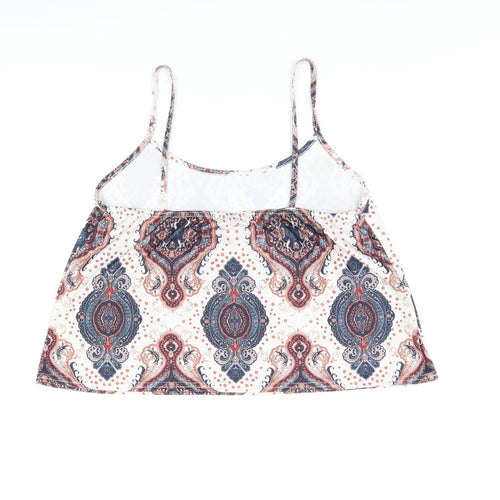 Boohoo Womens Multicoloured Geometric Polyester Camisole T-Shirt Size 14 Scoop Neck