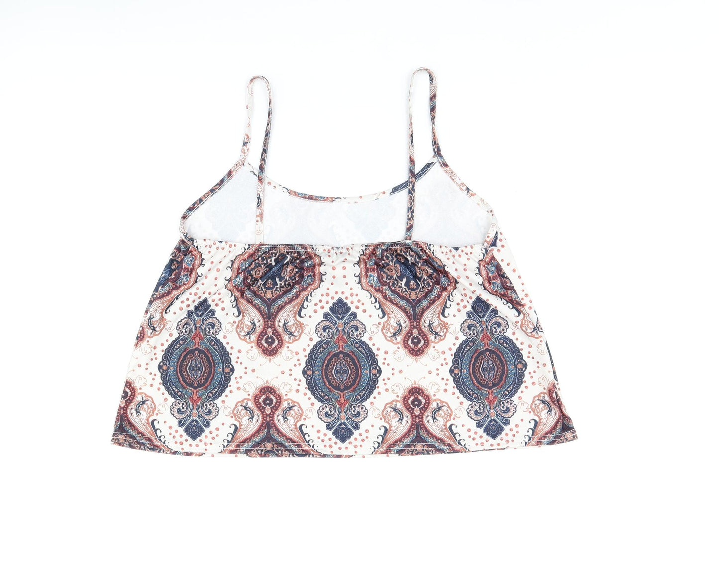 Boohoo Womens Multicoloured Geometric Polyester Camisole T-Shirt Size 14 Scoop Neck