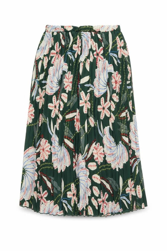 Front view of Anthony Studio women’s green floral polyester swing skirt, size M