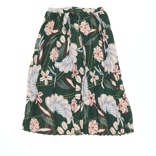 Anthony Studio Womens Green Floral Polyester Swing Skirt Size M