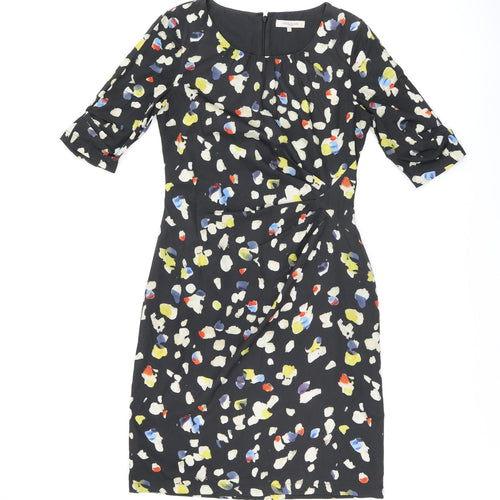 Great Plains Womens Black Geometric Polyester Bodycon Size S Round Neck Zip