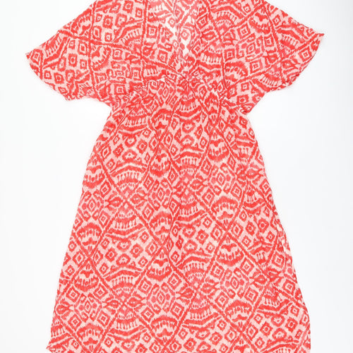 Hello Summer Womens Red Geometric Polyester Cover Up Size 10