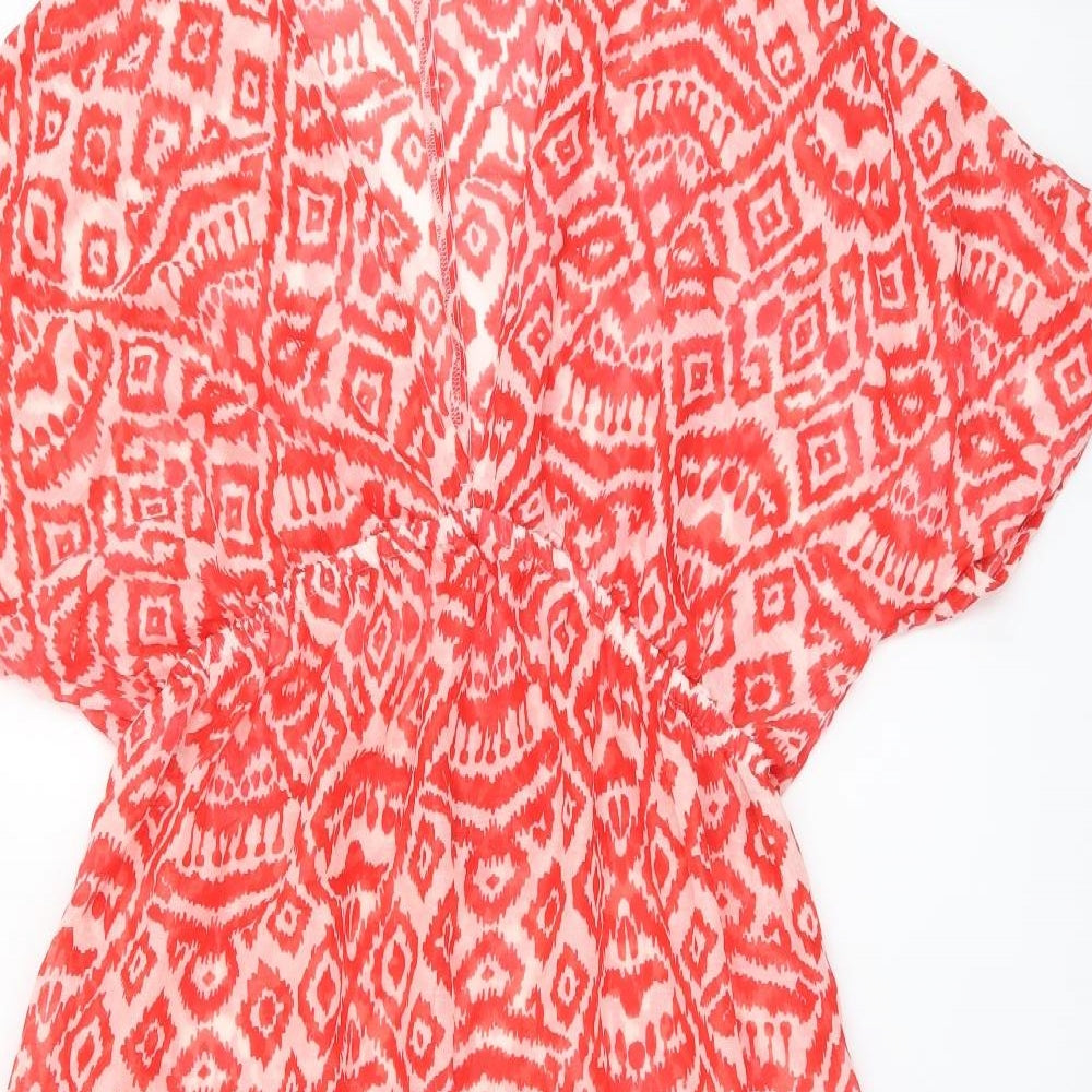 Hello Summer Womens Red Geometric Polyester Cover Up Size 10