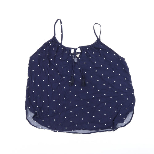 L.O.G.G Womens Blue Polka Dot Viscose Camisole T-Shirt Size 10 Scoop Neck