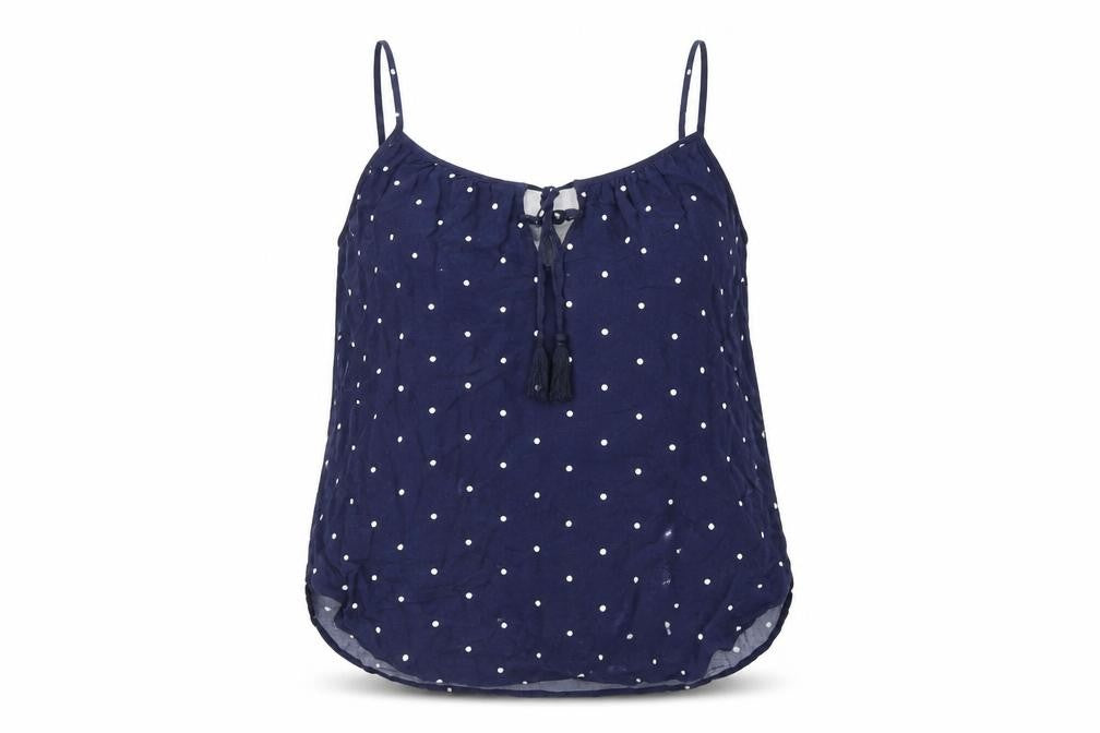 L.O.G.G Womens Blue Polka Dot Viscose Camisole T-Shirt Size 10 Scoop Neck