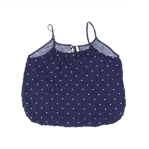 L.O.G.G Womens Blue Polka Dot Viscose Camisole T-Shirt Size 10 Scoop Neck