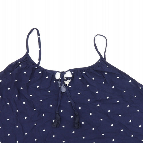 L.O.G.G Womens Blue Polka Dot Viscose Camisole T-Shirt Size 10 Scoop Neck