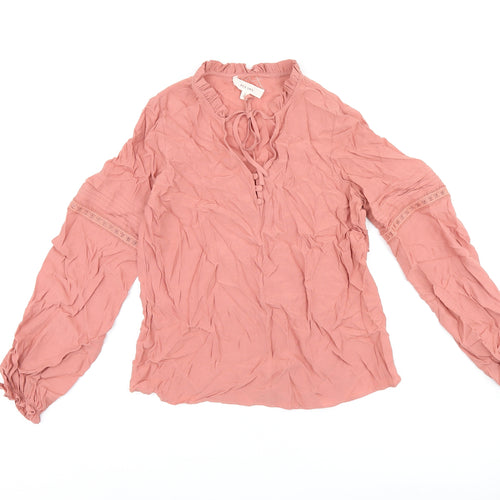 Per Una Womens Pink Viscose Basic Blouse Size 8 V-Neck