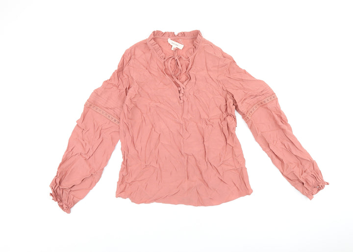 Per Una Womens Pink Viscose Basic Blouse Size 8 V-Neck
