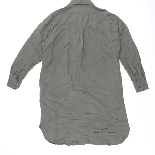 Uniqlo Womens Green Polyester Shirt Dress Size XS Collared Button