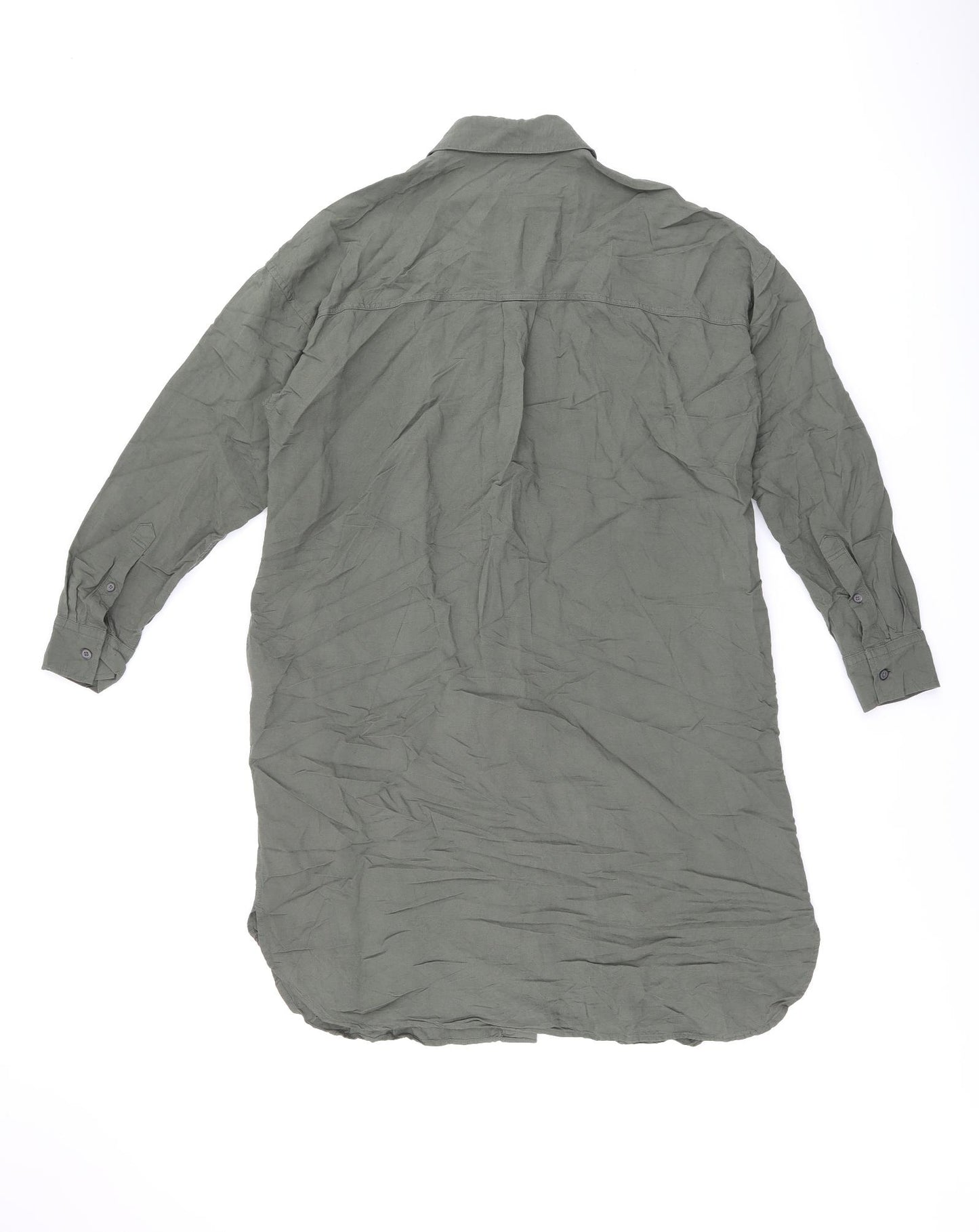 Uniqlo Womens Green Polyester Shirt Dress Size XS Collared Button