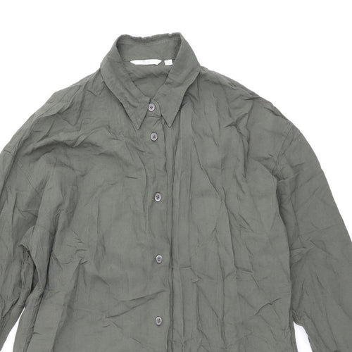 Uniqlo Womens Green Polyester Shirt Dress Size XS Collared Button