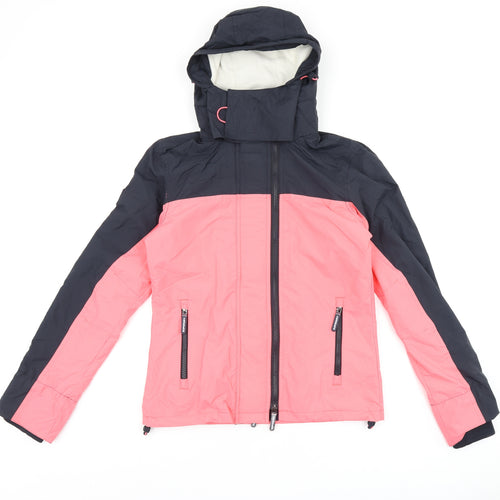 Superdry Womens Pink Rain Coat Coat Size 10 Zip