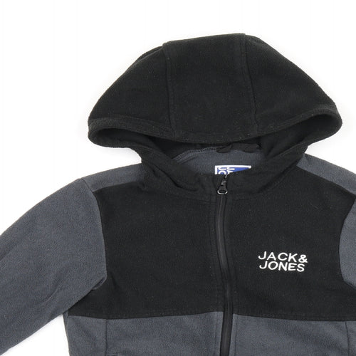 JACK & JONES Boys Grey Polyester Full Zip Hoodie Size 10-11 Years Zip