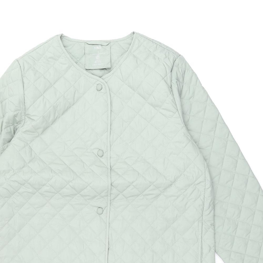 Marks and Spencer Womens Green Overcoat Coat Size 14 Snap