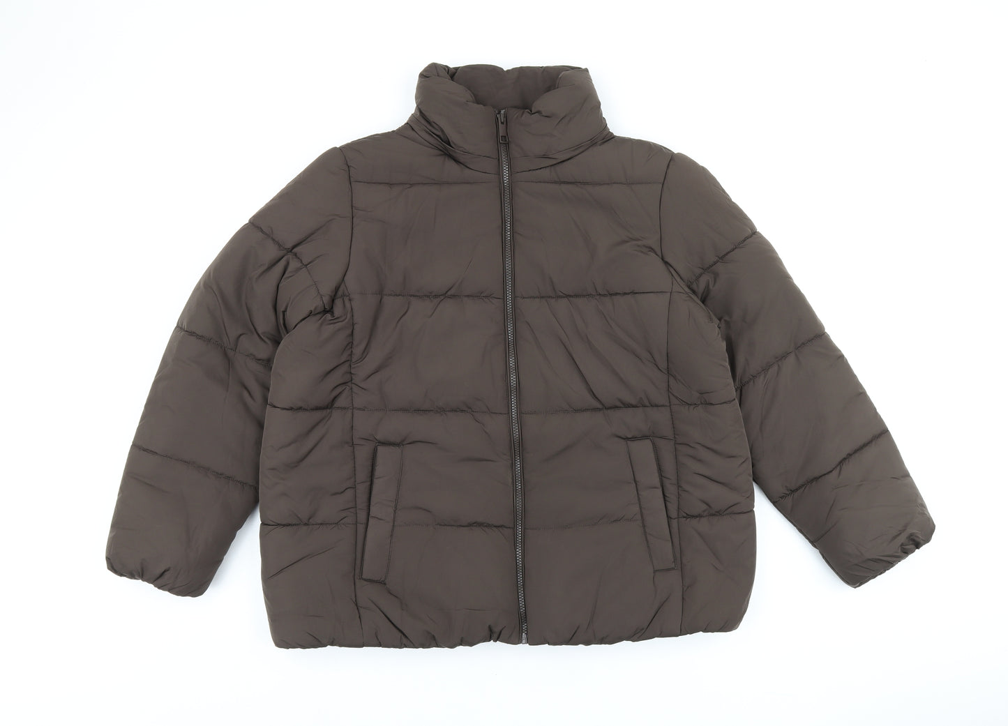 Marks and Spencer Womens Brown Puffer Jacket Coat Size 18 Zip