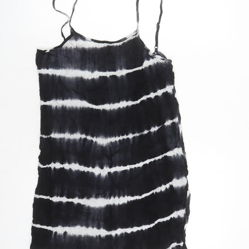 Missguided Womens Black Tie Dye Polyester Slip Dress Size M Round Neck Pullover