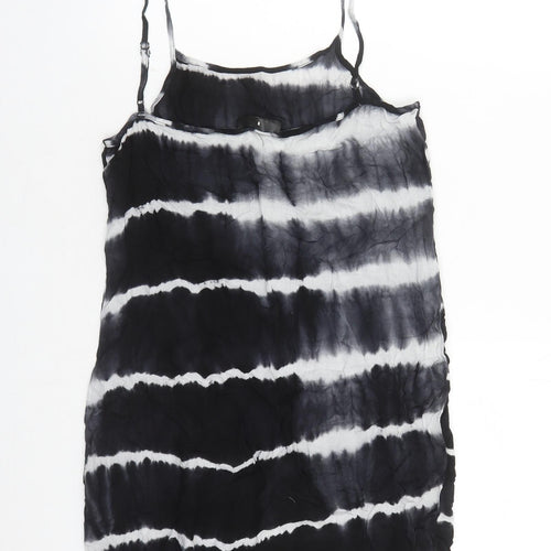 Missguided Womens Black Tie Dye Polyester Slip Dress Size M Round Neck Pullover