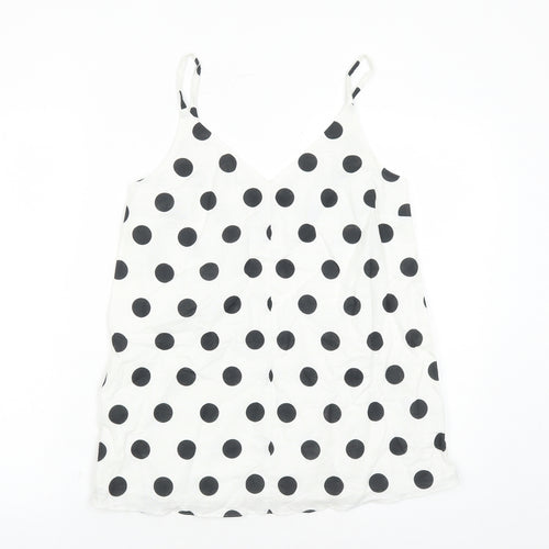 Marks and Spencer Womens White Polka Dot Flax Camisole Tank Size 6 V-Neck - Lined