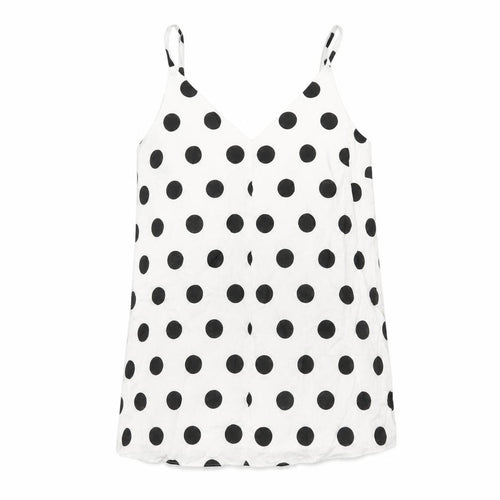 Marks and Spencer Womens White Polka Dot Flax Camisole Tank Size 6 V-Neck - Lined