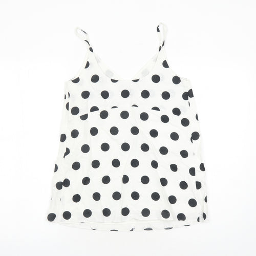 Marks and Spencer Womens White Polka Dot Flax Camisole Tank Size 6 V-Neck - Lined