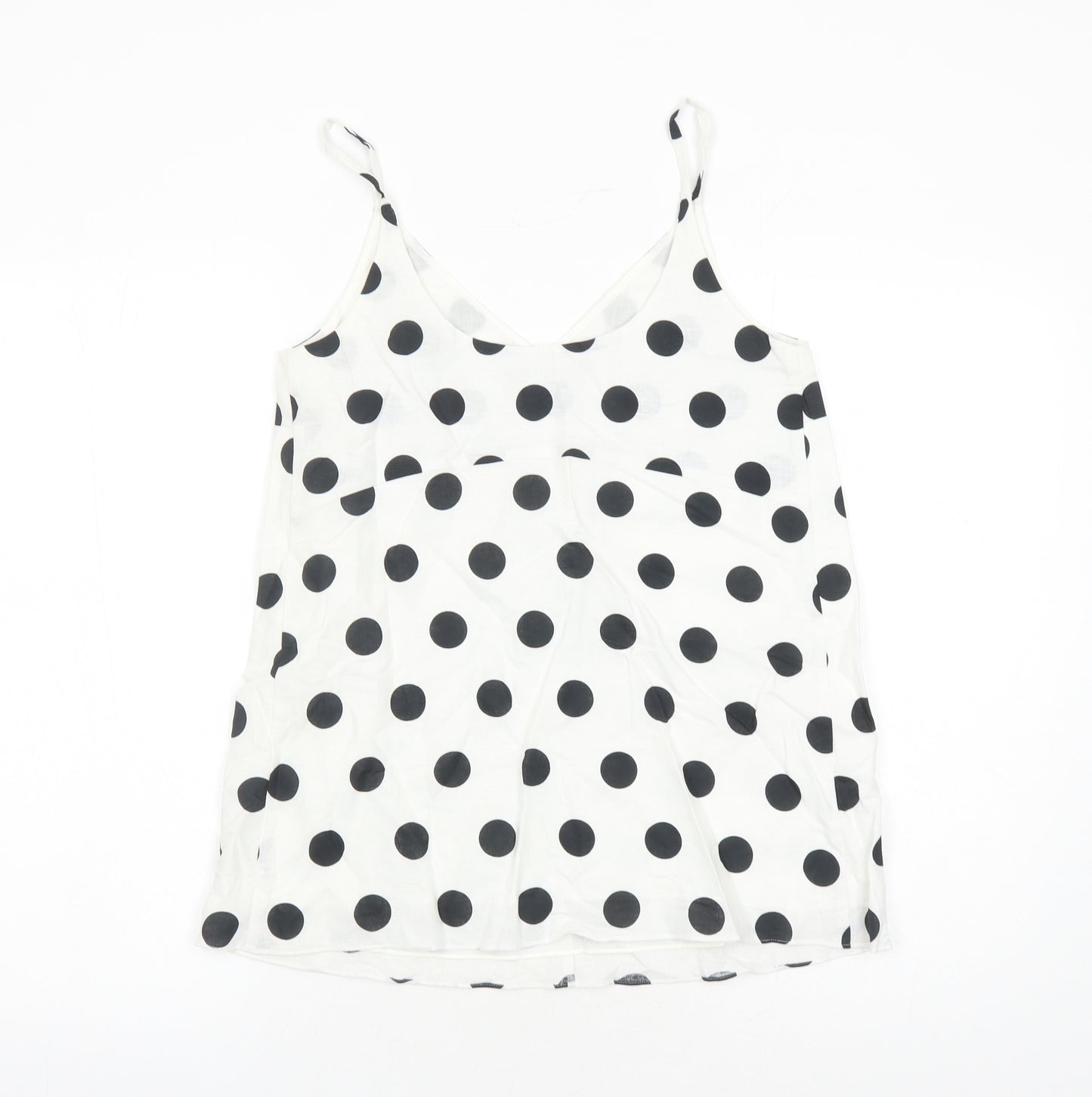 Marks and Spencer Womens White Polka Dot Flax Camisole Tank Size 6 V-Neck - Lined