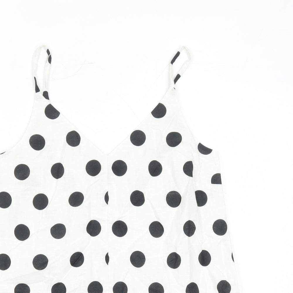 Marks and Spencer Womens White Polka Dot Flax Camisole Tank Size 6 V-Neck - Lined