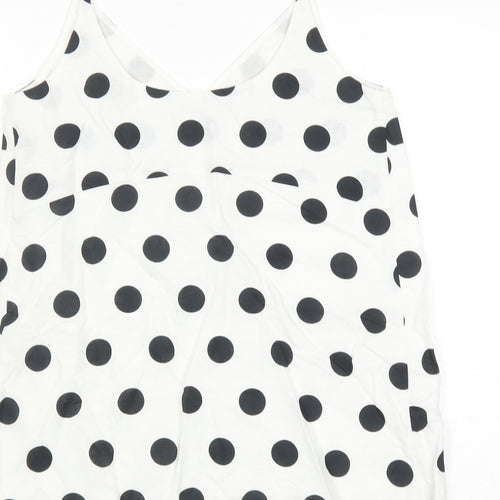 Marks and Spencer Womens White Polka Dot Flax Camisole Tank Size 6 V-Neck - Lined