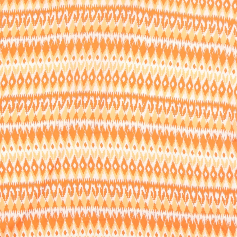 Marks and Spencer Womens Orange Geometric Polyester Basic Blouse Size 18 Collared