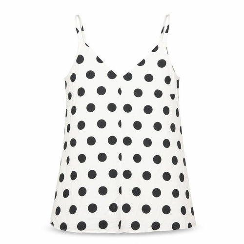 Marks and Spencer Womens White Polka Dot Flax Camisole Tank Size 8 V-Neck - Lined