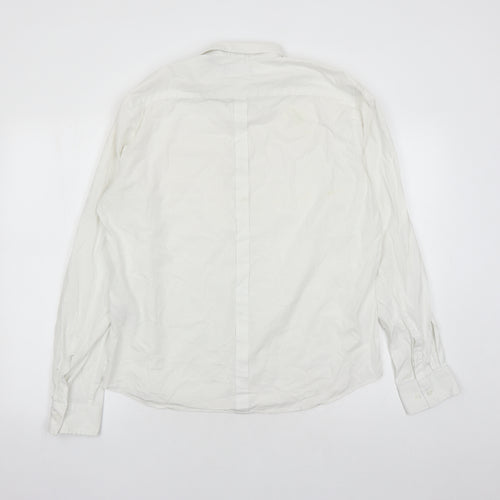 DKNY Womens White Cotton Basic Button-Up Size XL Collared