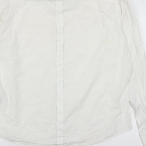 DKNY Womens White Cotton Basic Button-Up Size XL Collared