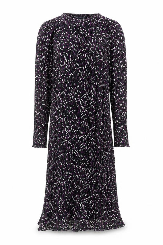 Front view of Marks & Spencer women’s black geometric polyester a-line, size UK 10, round neck pullover
