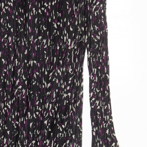 Marks and Spencer Womens Black Geometric Polyester A-Line Size 10 Round Neck Pullover