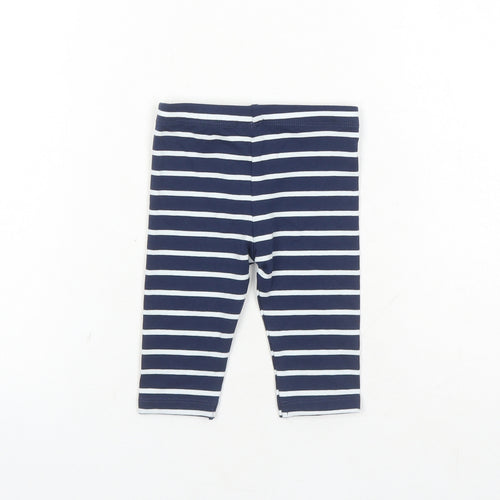 Marks and Spencer Girls Blue Striped Cotton Capri Leggings Size 3-6 Months - Stretch