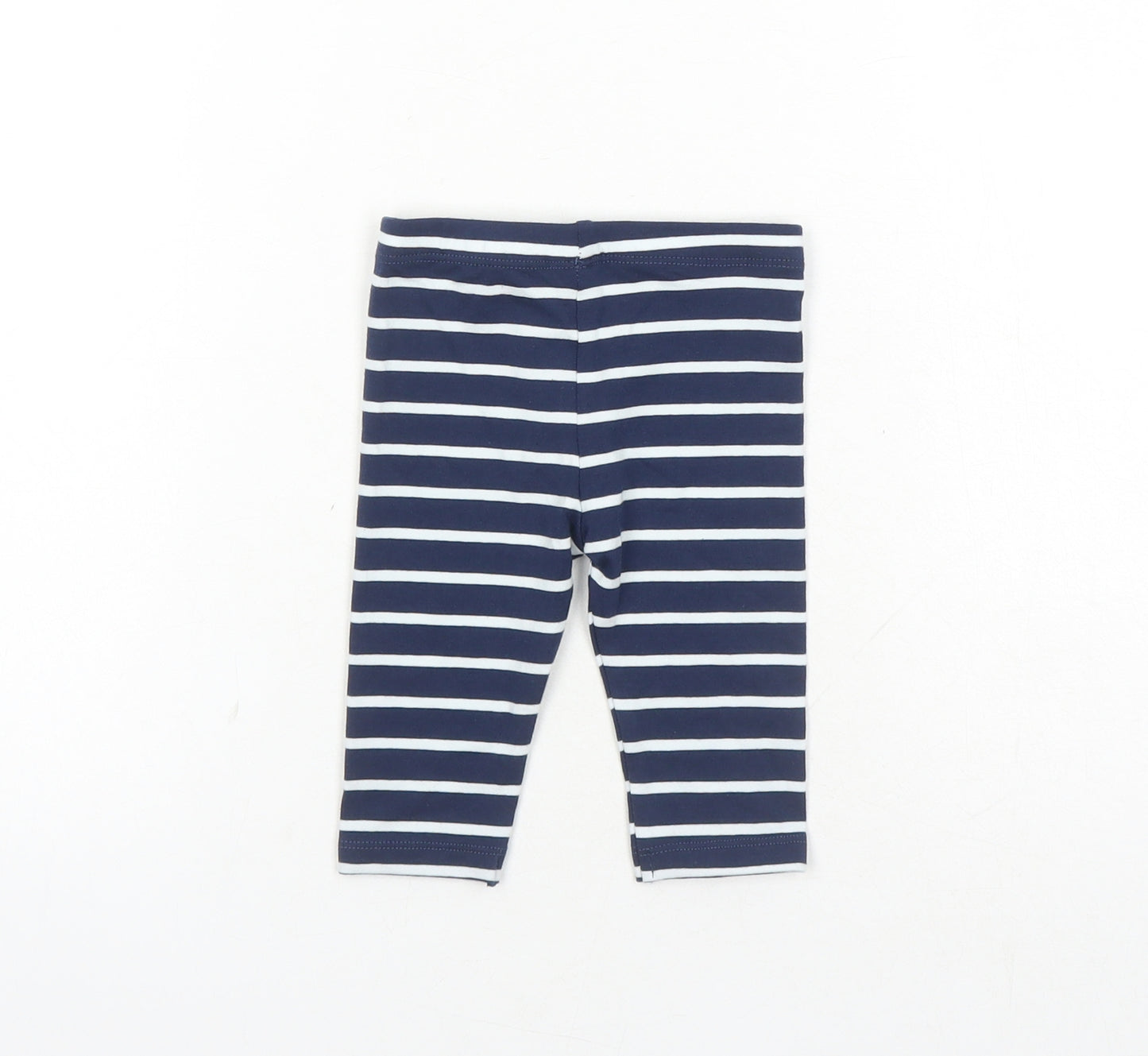 Marks and Spencer Girls Blue Striped Cotton Capri Leggings Size 3-6 Months - Stretch