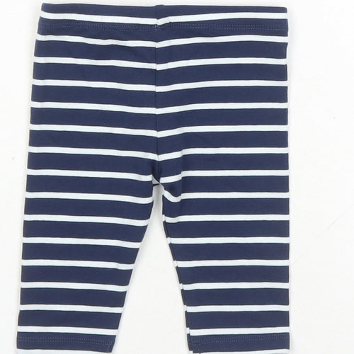 Marks and Spencer Girls Blue Striped Cotton Capri Leggings Size 3-6 Months - Stretch