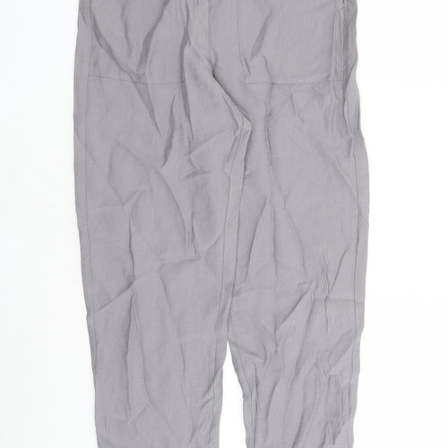 Marks and Spencer Womens Grey Lyocell Capri Trousers Size 8 L24 in Regular Drawstring - Elasticated Waist Pockets