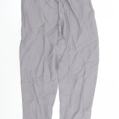 Marks and Spencer Womens Grey Lyocell Capri Trousers Size 8 L24 in Regular Drawstring - Elasticated Waist Pockets