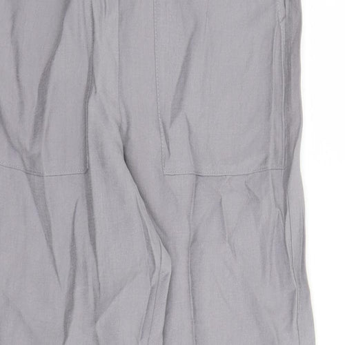 Marks and Spencer Womens Grey Lyocell Capri Trousers Size 8 L24 in Regular Drawstring - Elasticated Waist Pockets