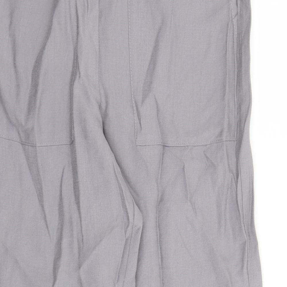Marks and Spencer Womens Grey Lyocell Capri Trousers Size 8 L24 in Regular Drawstring - Elasticated Waist Pockets