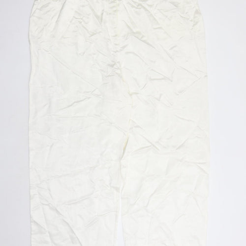 Marks and Spencer Womens White Viscose Dress Pants Trousers Size 24 L27 in Regular Zip - Pockets