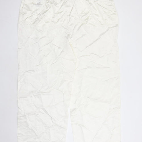 Marks and Spencer Womens White Viscose Dress Pants Trousers Size 24 L27 in Regular Zip - Pockets