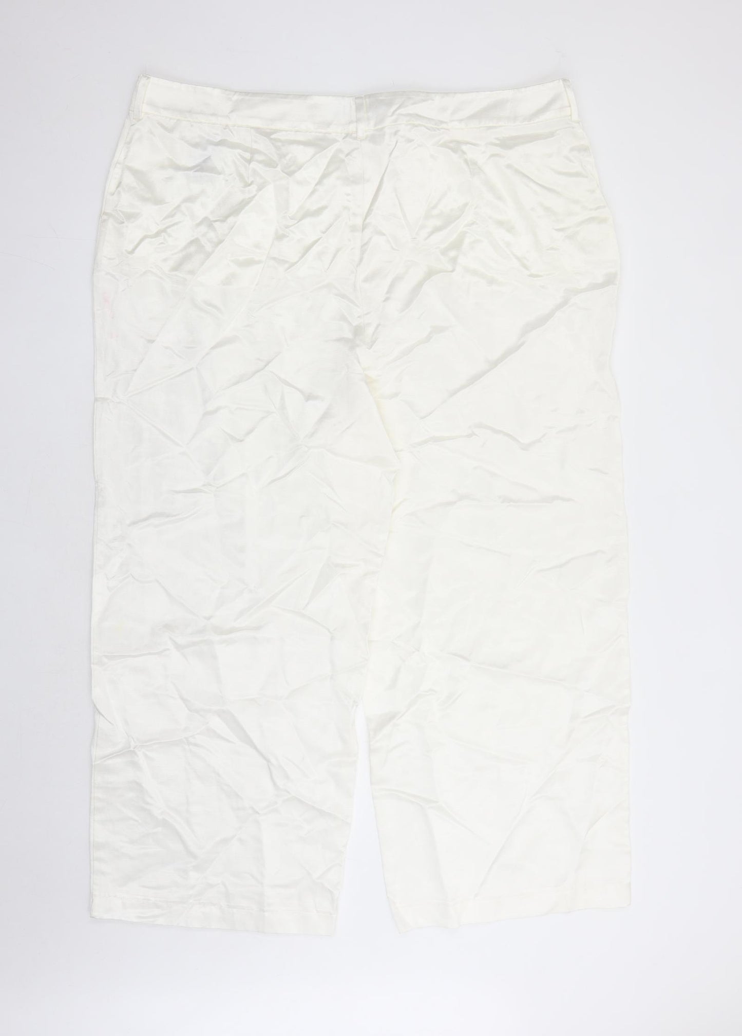 Marks and Spencer Womens White Viscose Dress Pants Trousers Size 24 L27 in Regular Zip - Pockets