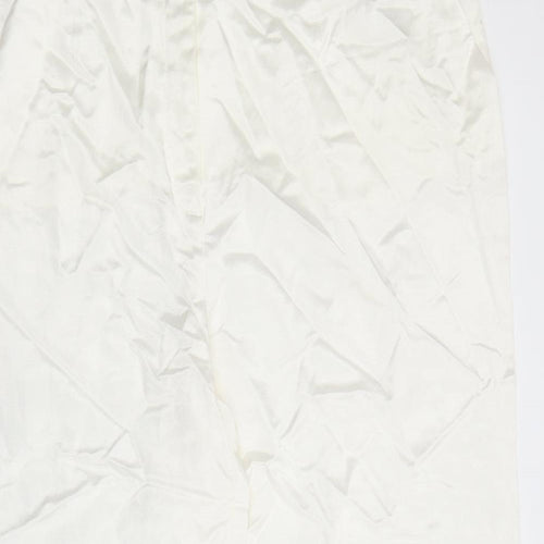 Marks and Spencer Womens White Viscose Dress Pants Trousers Size 24 L27 in Regular Zip - Pockets